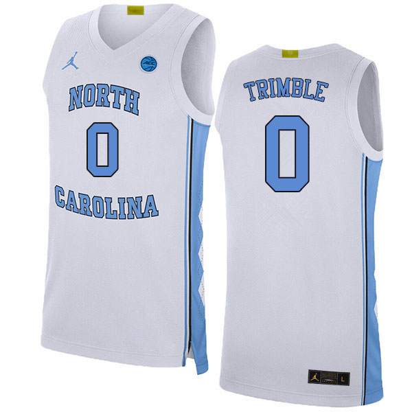 Men #0 Seth Trimble North Carolina Tar Heels College Basketball Jerseys Sale-White